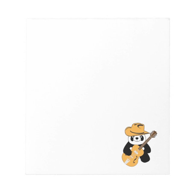 Bloco De Notas Panda engraçada com guitarra (Frente)