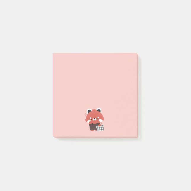 Bloco De Notas Panda Vermelha Bonita com Sono (Frente)