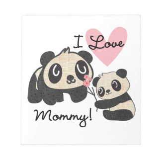 Bloco De Notas Pandas eu amo mamães