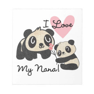 Bloco De Notas Pandas eu amo minha Nana