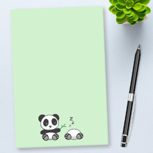 Bloco De Notas Pandas pequenas bonitos no verde