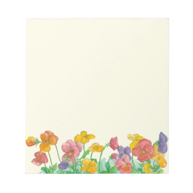 Bloco De Notas Pansy Watercolor Flowers Rainbow Colors (Frente)