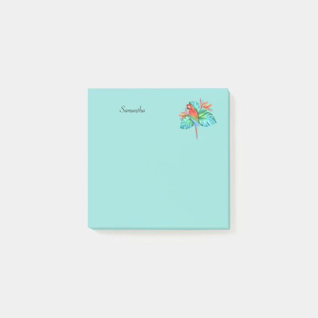Bloco De Notas Papagaio Tropical Macaw Personalizado 3x3 Postado (Frente)