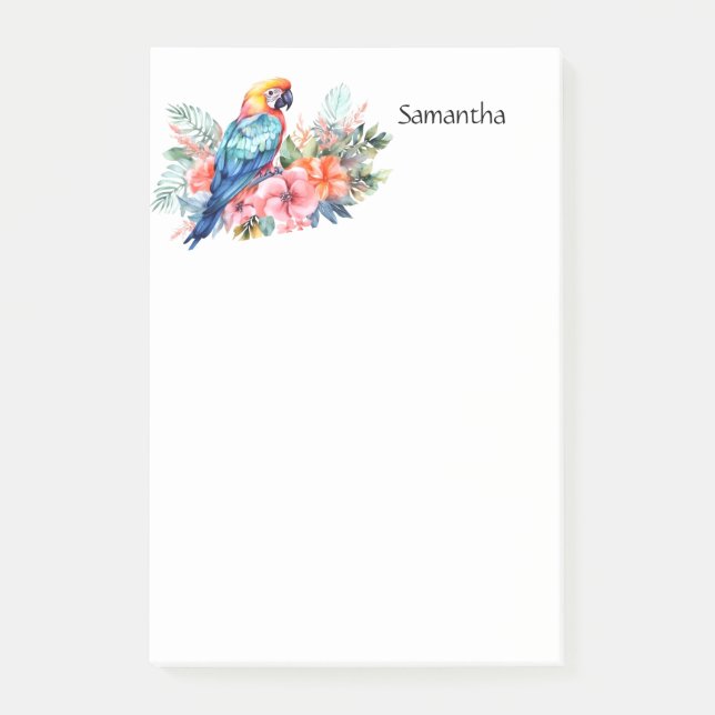 Bloco De Notas Papagaio Tropical Personalizado (Frente)