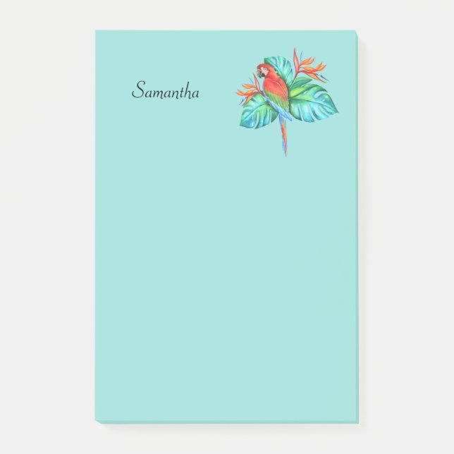 Bloco De Notas Papagaio Tropical Personalizado 4x6 (Frente)