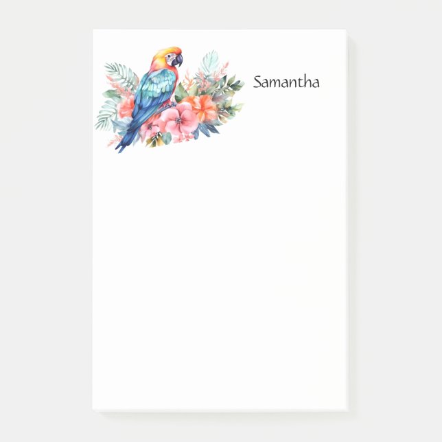 Bloco De Notas Papagaio Tropical Personalizado 4x6 (Frente)
