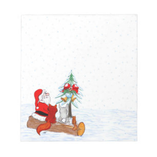 Bloco De Notas Papai Noel com Raposa e Esquilo do Coelho