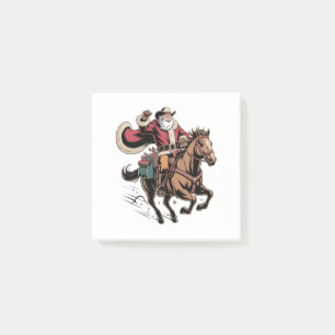 Bloco De Notas Papai Noel Cowboy Montado a Cavalo Natal