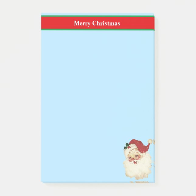 Bloco De Notas Papai Noel de Natal a Azul Claro (Frente)