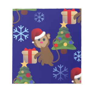 Bloco De Notas papai noel de natal, macaco emoji