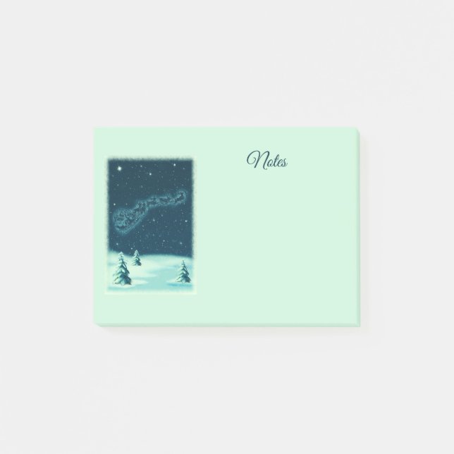Bloco De Notas Papai Noel e suas renas no céu de Natal (Frente)