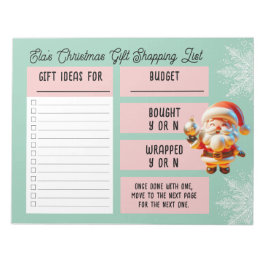 Bloco De Notas Papais noeis da Lista de Compra de Presentes de Na