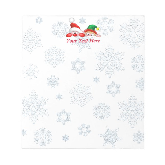 Bloco De Notas Papais noeis e Elf Cute e Caracteres Engraçados Es (Frente)