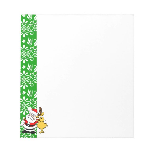 Bloco De Notas Papais noeis e Rudolph no fundo verde (Frente)