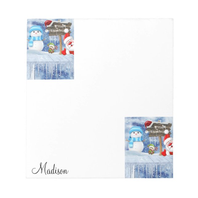 Bloco De Notas Papais noeis Notepad de Natal Snowman (Frente)