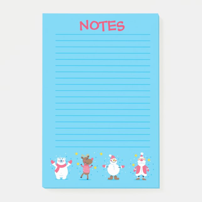 Bloco De Notas Papais noeis Snowman Polar Bear Reindeer (Frente)