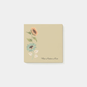 Bloco De Notas Papel Adesivo Personalizado Girassol Rústico