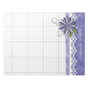 Bloco De Notas Papel Azul e Branco Gráfico Floral