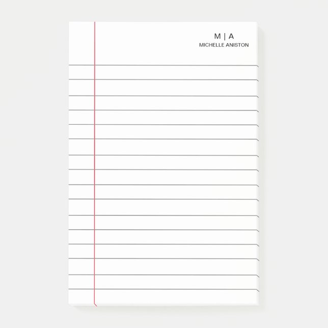 Bloco De Notas Papel de Caderno Escolar Linado Branco Elegante Mo (Frente)
