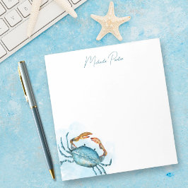 Bloco De Notas Papel de Carta Azul-Caranguejo Personalizado