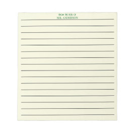 Bloco De Notas Papel de Carta Listado de Professor Verde Claro Da