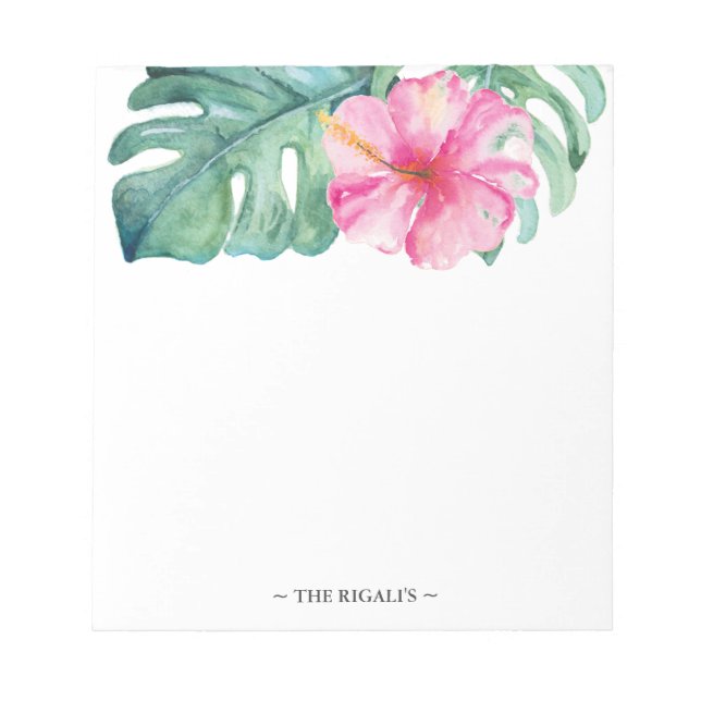 Bloco De Notas Papel de Carta Personalizado de Aquarela Tropical (Frente)