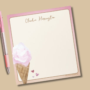 Bloco De Notas Papel de Carta Personalizado de Sorvete Cor-de-Águ