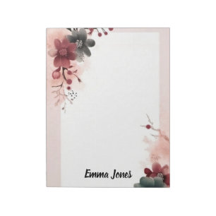 Bloco De Notas Papel de carta Personalizado Floral bonito com Aqu