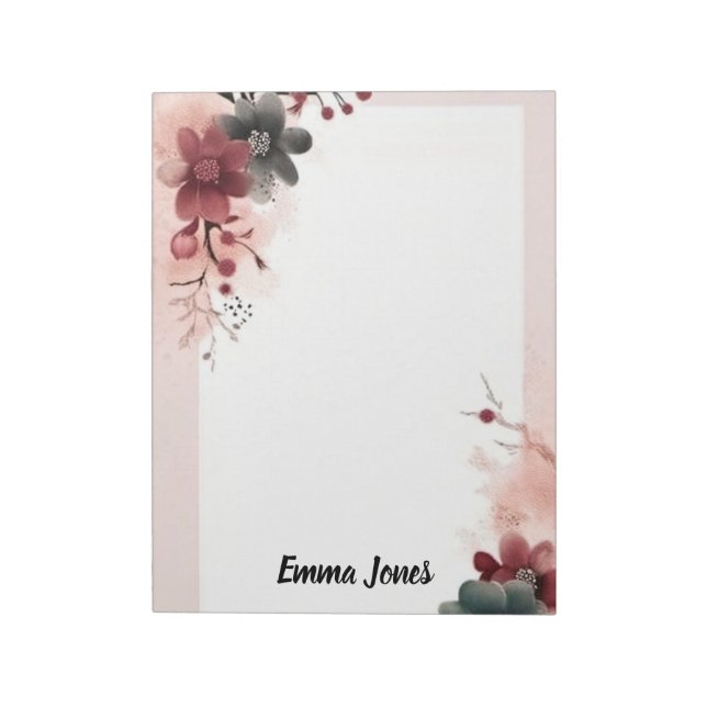 Bloco De Notas Papel de carta Personalizado Floral bonito com Aqu (Invertido)
