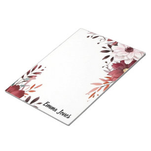 Bloco De Notas Papel de carta Personalizado Floral de Aquarela El