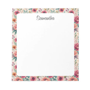 Bloco De Notas Papel de Carta Personalizado Floral Personalizado