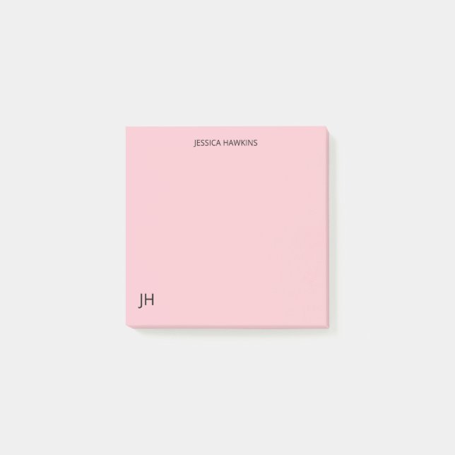 Bloco De Notas Papel de Carta Pessoal Simples - Monograma - Rosa (Frente)