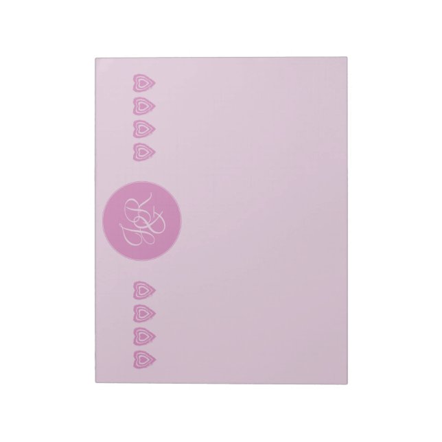Bloco De Notas Papel de carta rosa personalizado monograma (Invertido)