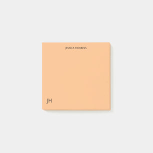 Bloco De Notas Papel de Carta Simples Monograma Laranja Pálido