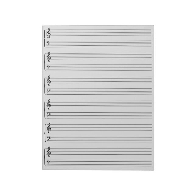 Bloco De Notas Papel de Folha de Música de Cinzas Claras (Invertido)