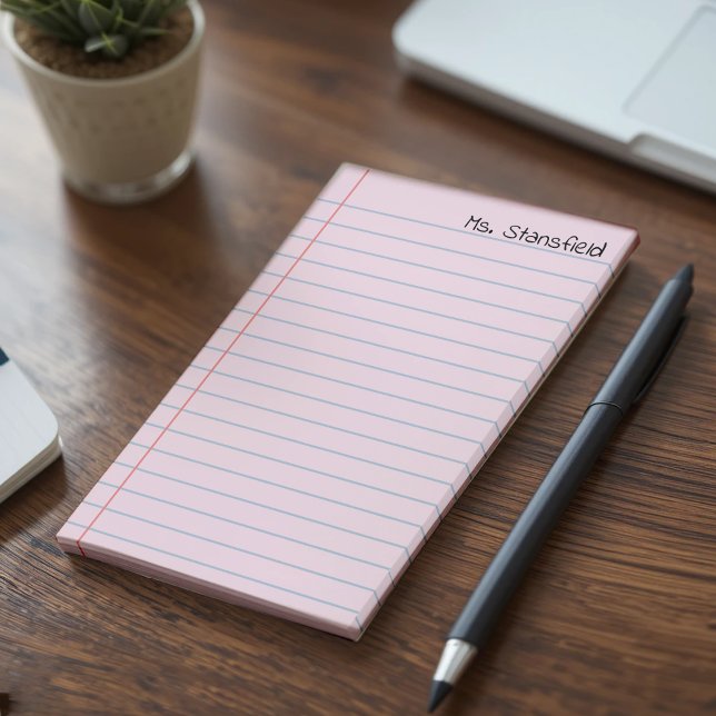 Bloco De Notas Papel de notebook linkado rosa (Pink Lined Notebook Paper Post-it Notes
)