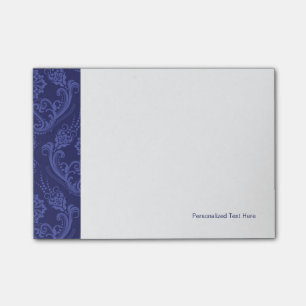 Bloco De Notas Papel de parede floral azul luxuoso do damasco