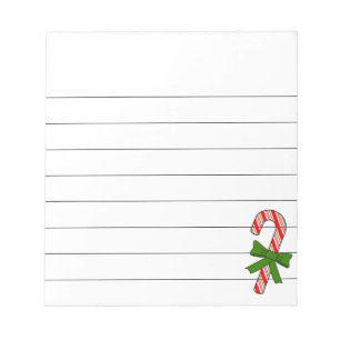 Bloco De Notas Papel Listrado de Natal com Fita Verde de Cana de
