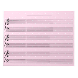 Bloco De Notas Papel Manuscrito De Música Piano Rosa Bonito De R