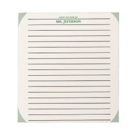 Bloco De Notas Papel Rabiscado Professor Limpo Verde Da Mesa De
