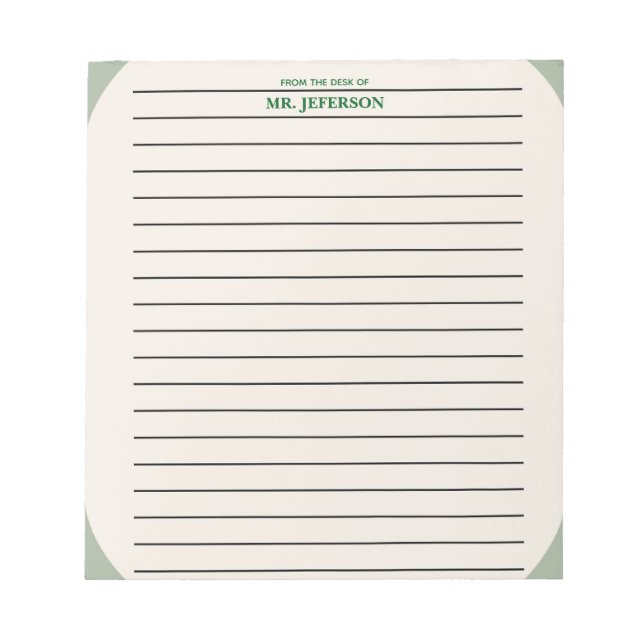Bloco De Notas Papel Rabiscado Professor Limpo Verde Da Mesa De  (Frente)