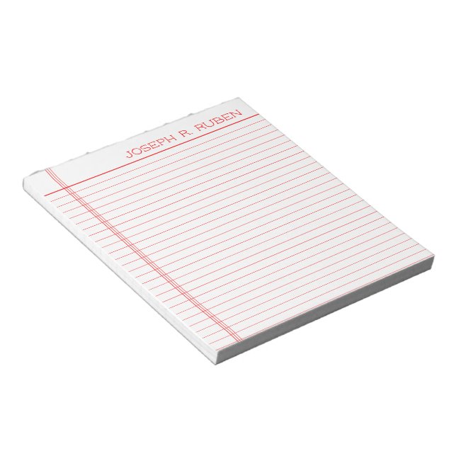 Bloco De Notas Papel Red Notebook de Nome Personalizado (Inclinado)