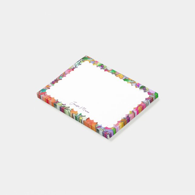 Bloco De Notas papelaria com borda floral rendilhada (Inclinado)