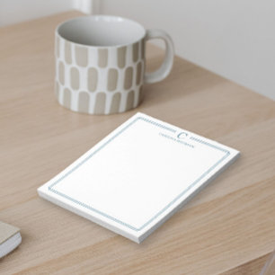 Bloco De Notas Papelaria com Monograma Borda Azul Marinho Elegant