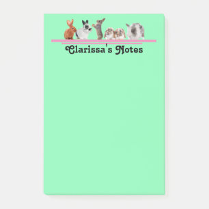 Bloco De Notas Papelaria de coelho personalizada fofa adesiva
