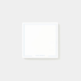 Bloco De Notas Papelaria de Nome com Borda Azul Simples em Quadra