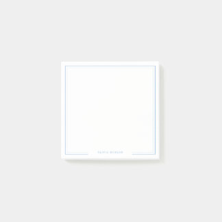 Bloco De Notas Papelaria de Nome com Borda Azul Simples em Quadra