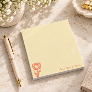 Bloco De Notas Papelaria Floral Laranja Amarelo Elegante com Letr