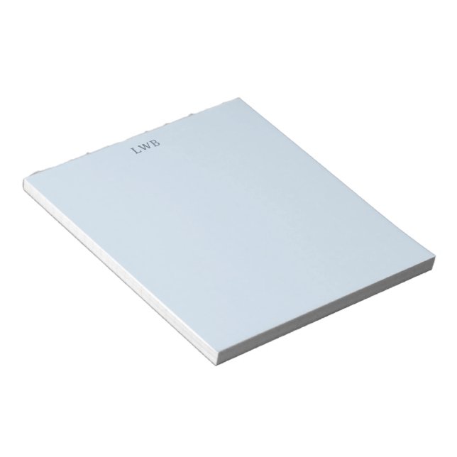 Bloco De Notas Papelaria Moderna Azul Claro com Iniciais Monogram (Inclinado)