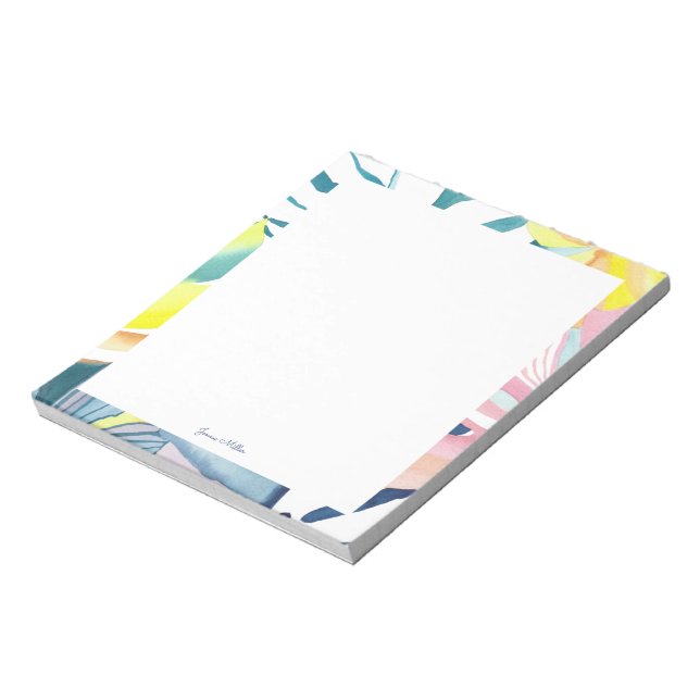Bloco De Notas Papelaria Personalizada Arte Abstrata Tropical (Invertido)